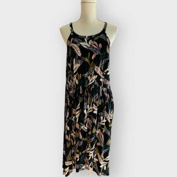 Torrid Black Palm Leaf High Neck Dress Tropical Days Sleeveless Keyhole Size 3 - Picture 11 of 11
